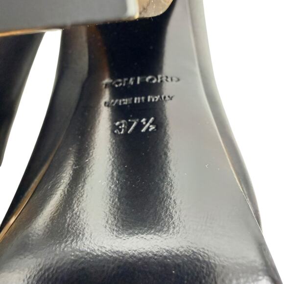 New Tom Ford Lux Nappa Leather Tie Platform Heels Black Size 37.5 - Picture 9 of 11